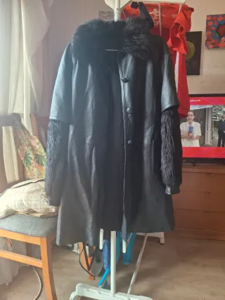 Chaqueta de piel negra XL 3/4