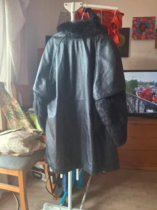 Chaqueta de piel negra XL 3/4