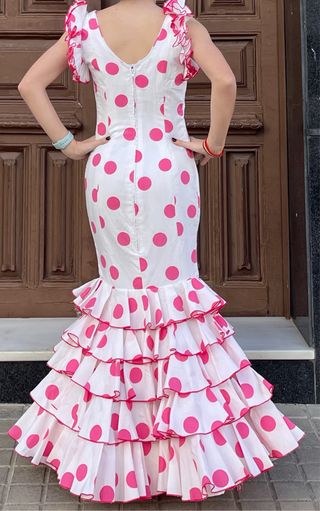 Traje de Flamenca Lunares Rosa T. 34/36