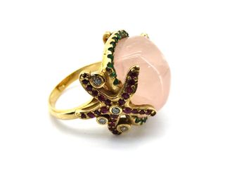 sortija oro 18k con piedra con diamante,esmeralda,rubi