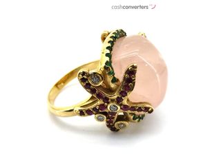 sortija oro 18k con piedra con diamante,esmeralda,rubi