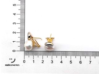 pendientes oro 18k con piedra con circonita,perla