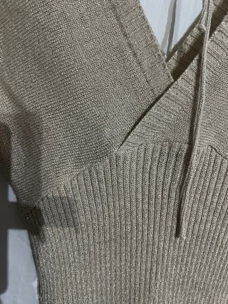 Vestido canalé beige brillante