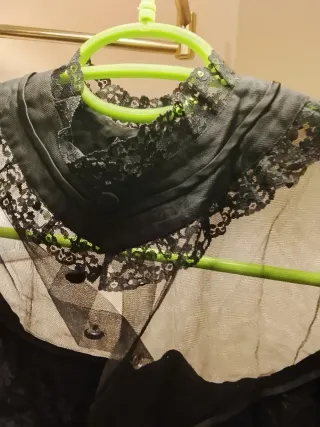 Camisa fiesta encaje negro transparente