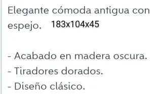Cómoda antigua restaurada madera y cristal