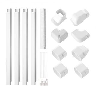 Cubierta de Línea de Mini Split 76.2mm W 5350mm L, Cubierta Decorativa de Tubería de PVC para Aire Acondicionado con 4 Conductos Rectos y Todos los Componentes, Fácil de Instalar, Pintable para Bo...