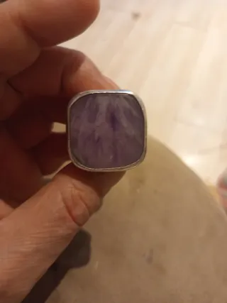 Anillo Plata Ley Amatista Natural