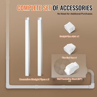 Cubierta de Línea de Mini Split 76.2mm W 2270mm L, Cubierta de Tubería Decorativa de PVC para Aire Acondicionado con 2 Conductos Rectos y Todos los Componentes, Fácil de Instalar, Pintable para Bo...