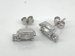 pendientes plata 925mm con piedra con circonita