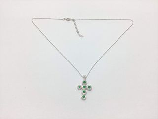 cadena plata 925mm con piedra con circonita 19 2.5cm