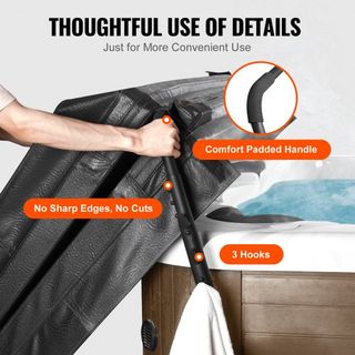 Elevador de Cubierta para Jacuzzi, Elevador de Cubierta para Spa, Altura 800 - 1050 mm Ancho 1450 - 2350 mm Ajustable, Instalado Debajo en Ambos Lados, Adecuado para Varios Tamaños de Bañeras Rect...