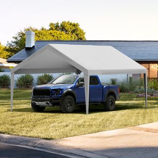 Cubierta de Carport de Reemplazo 13 x 20 pies, Carpa de Refugio Superior para Garaje, Lona Resistente al Agua y Protegida contra UV, Instalación Fácil con Bungee de Bola, Gris (Solo Cubierta Super...