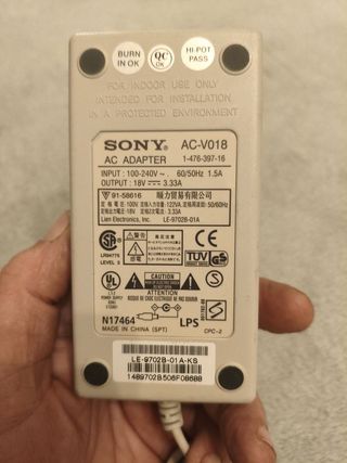 Fuente Alimentación Sony AC-V018 Original + Cable
