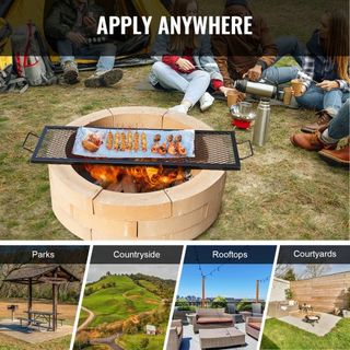 X-Marks Parrilla de Fuego, Parrilla de Cocción Rectangular, Rejilla de Barbacoa de Acero de Alta Resistencia con Mango y Soporte en X, Utensilios de Cocina Portátiles para Reuniones al Aire Libre,...