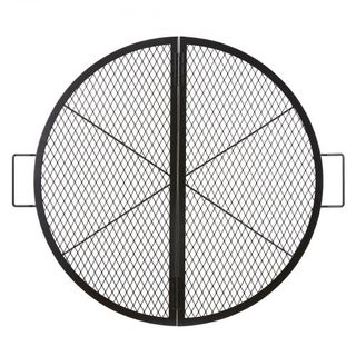 X-Marks Parrilla de Fuego, Parrilla de Cocina Redonda Plegable, Rejilla de Barbacoa de Acero de Alta Resistencia con Mango y Soporte en X, Utensilios de Camping Portátiles para Fiesta al Aire Libr...