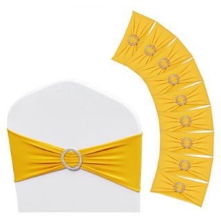 Fajas de Silla de Spandex Elástico, Funda de Silla y Faja de Silla Elástica con Hebilla Redonda, Bandas de Silla Elásticas, Decoración de Sillas para Bodas, Fiestas, Banquetes (50 PCS Amarillo Dorado)