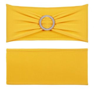 Fajas de Silla de Spandex Elástico, Funda de Silla y Faja de Silla Elástica con Hebilla Redonda, Bandas de Silla Elásticas, Decoración de Sillas para Bodas, Fiestas, Banquetes (50 PCS Amarillo Dorado)