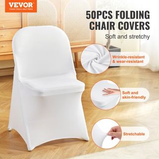 Cubiertas de Silla Plegables de Spandex Elástico, Cubierta de Silla Universal Ajustada, Fundas Protectores Removibles y Lavables, para Bodas, Vacaciones, Banquetes, Fiestas, Celebraciones, Comedor...