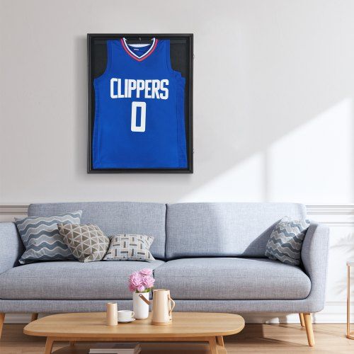 Marco de Exibição para Camisa, 61 x 81,3 x 3,8 cm, Grande Caixa de Sombra para Camisa Esportiva com Vidro PC com Proteção UV de 98% e Ganchos, para Camisas e Uniformes de Futebol