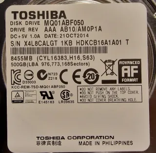 Disco Rígido Toshiba 500GB como novo