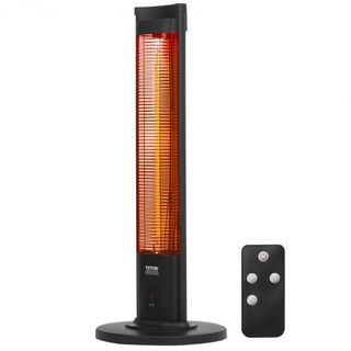 Calentador Infrarrojo, Calentador Eléctrico de Espacio de Control Remoto de 2000W, Calentador de Patio con 3 Velocidades y Temporizador y Protección contra Vuelcos, para Exterior/Interior en Dormi...