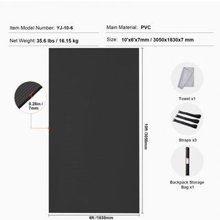 Mat de Ejercicio Antideslizante Yoga Mat Gimnasio Fitness Pilate Mat de Entrenamiento (3x1.8 m)