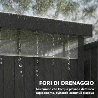 Caseta De Jardín 4.9M² De Acero Galvanizado Con Orificios De Drenaje Y Ventanas Transparentes De Acrílico, Cobertizo Para Herramientas Con Techo, Puerta Bloqueable Con Llaves Y Guantes, Gris Oscuro