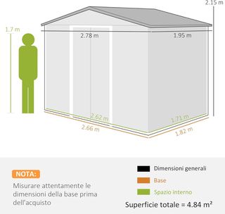 Caseta De Jardín 4.84M² De Acero Galvanizado Con Orificios De Drenaje Y Salidas De Aire, Cobertizo Para Herramientas Con Techo Inclinado, Doble Puertas Correderas Bloqueables, Diseño Efecto Madera...