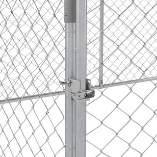 Kennel para Perros de Exterior, Recinto para Animales con Cubierta Impermeable, 400X230X150Cm, Plata y Gris