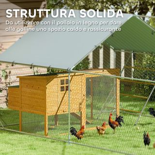 Gallinero para Gallinas de Exterior, 3X4X2M 12M² Recinto para 12-18 Gallinas en Acero Galvanizado, Jaula para Pollos con Techo Impermeable Anti-Uv Comedero Cerradura para Pequeños Animales Conejos...