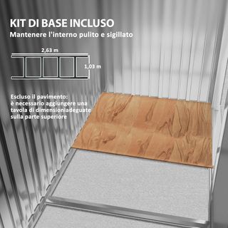 Caseta de Jardín con Base y Puertas Correderas Dobles, Cobertizo de Jardín de Acero, 277X195X192 Cm, Gris Oscuro