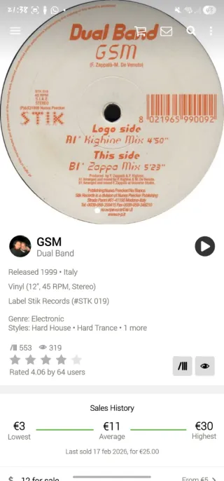 Vinilo Dual Band GSM - Zappa Mix 523