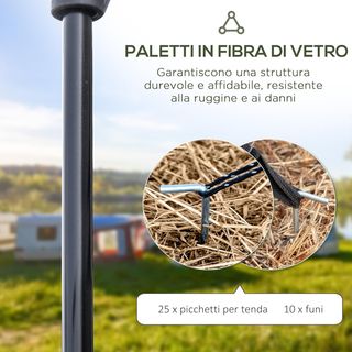 Tienda De Camping Para 5-6 Personas Con 2 Puertas, Ventanas Y Bolsillos Incluidos, 475X315X215 Cm, Azul