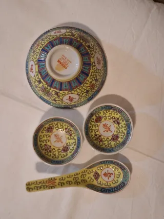 Juego miniatura sopa/té porcelana china 1970