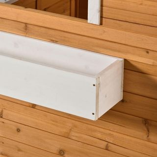 Casita para Niños de Madera Con Puerta, Ventanas, Banco y Macetero, Casita de Juego para Jardín, 122X108X135.5Cm Amarilla