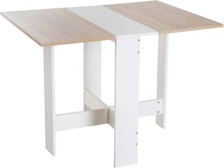 Mesa De Comedor Diseño Moderno Plegable Madera 103×76×73.5Cm Roble Blanco