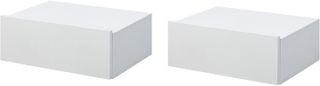 Set di 2 Comodini Sospesi per Camera da Letto, Comodini Moderni a Parete in Legno Bianco, 40X30X15Cm
