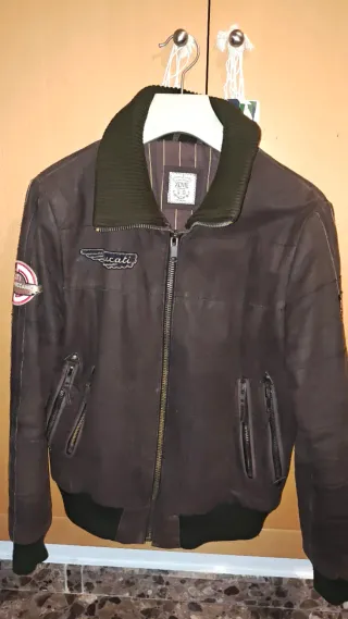 Chaqueta Cuero Marrón Ducati con Parches