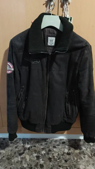 Chaqueta Cuero Marrón Ducati con Parches