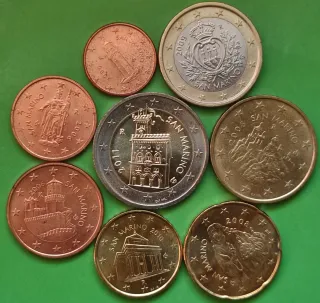 Serie Monete San Marino 1 cent a 2 euro anni misti