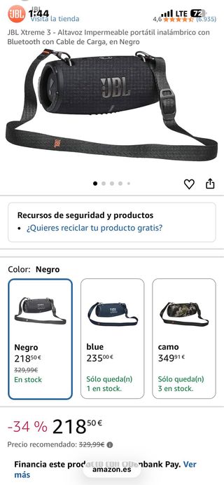 Altavoz JBL Xtreme 3 Negro