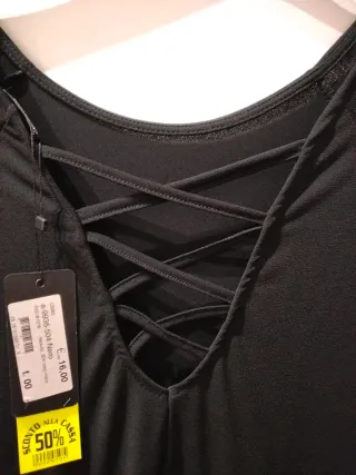 Vestito nero estivo con incrocio sulla schiena S/M