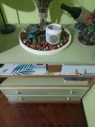 Mueble auxiliar madera y verde