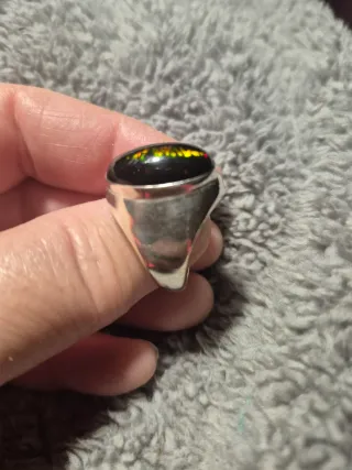 Anillo Ópalo Negro Plata