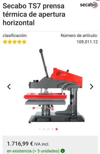 Prensa térmica Secabo TS7 apertura horizontal