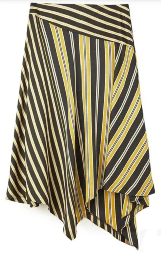 Falda Stradivarius T40 Rayas Negro/Amarillo