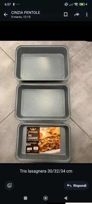 Set 3 Teglie Lasagne Patisserie Stone