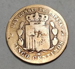 Moneda 5 céntimos Alfonso XII 1878 España