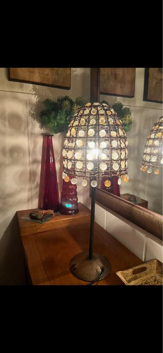 Lámpara de mesa vintage cristal y metal