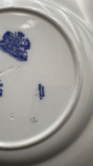 Piatto Antico Cauldon Staffordshire Blu